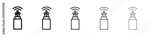 Fiber optic cable icon black and white vector sign