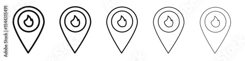 fire location icon black and white vector sign