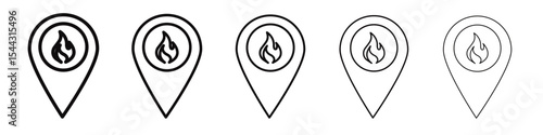 fire location icon black and white vector sign