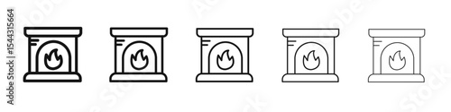 Fireplace icon black and white vector sign
