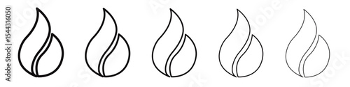 Flame fire icon black and white vector sign