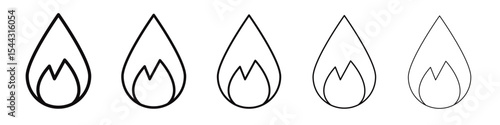 Flame fire icon black and white vector sign