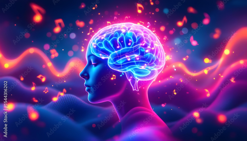 Fototapeta premium Futuristic Neon Tech and Sci-Fi Visual Backgrounds Featuring AI, Brain Networks, and Synthwave Energy