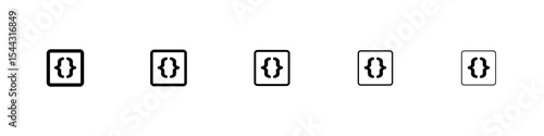Font brackets icon black and white vector sign