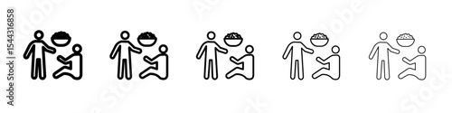 Food donation icon black and white vector sign