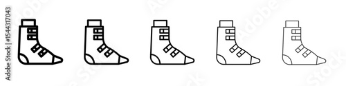 Foot splint icon black and white vector sign