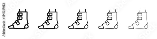 Foot splint icon black and white vector sign