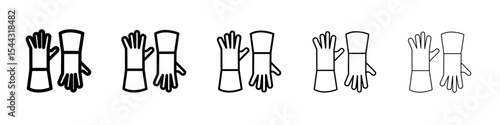 Garden gloves icon black and white vector sign