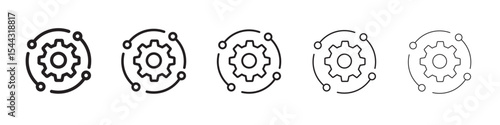 Gears icon black and white vector sign