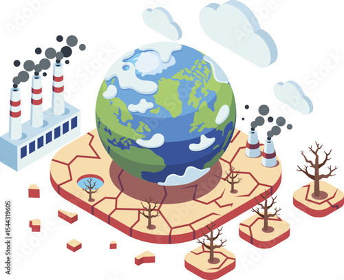 Isometric Global Warming with Pollution and Deforestation