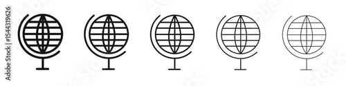 Globe icon black and white vector sign