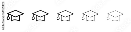 Graduation cap icon black and white vector sign