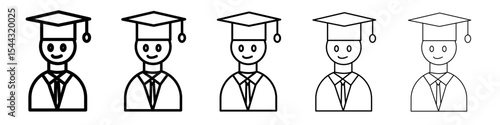 Graduation ceremony icon black and white vector sign