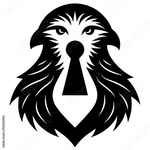 Stylized wolf head with keyhole abstract logo design