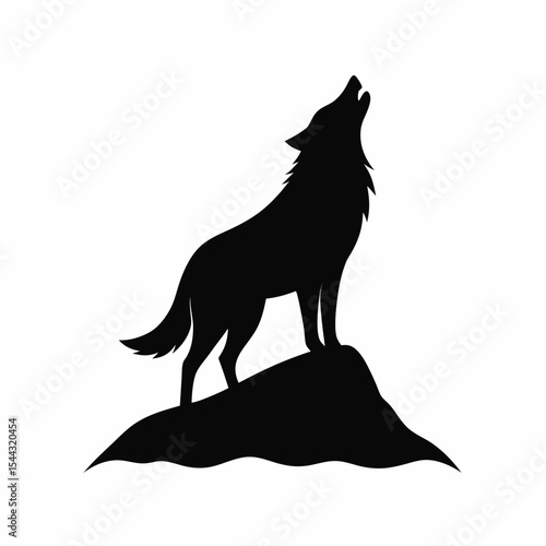 Silhouette of a lone wolf howling on a hilltop