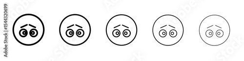 Guilty face emoji icon black and white vector sign