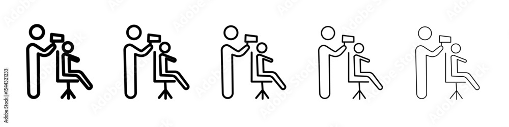 hairdresser at work icon black and white vector sign hairdresser at work icon black and white vector sign