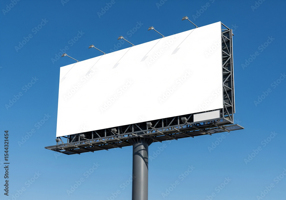 Obraz premium Large Blank Billboard Under a Clear Blue Sky, Mockup Tamplate