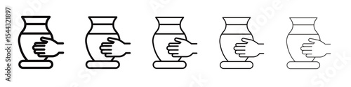 Handmade pottery icon black and white vector sign