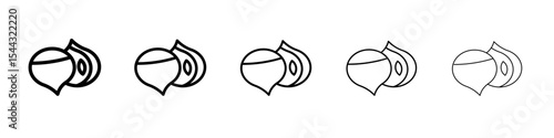 Hazelnut icon black and white vector sign