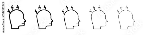 Headache icon black and white vector sign