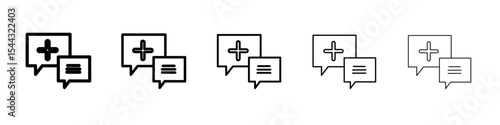 Healthcare Chat icon black and white vector sign