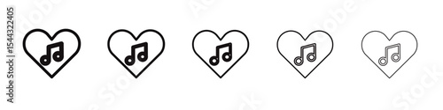 Heard heart note icon black and white vector sign