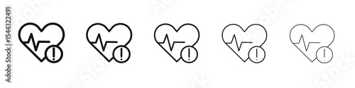 Heart attack icon black and white vector sign
