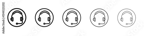 Helpdesk Headphone icon black and white vector sign