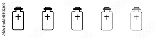 holy water bottle icon black and white vector sign