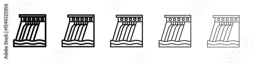 Hydroelectric dam icon black and white vector sign