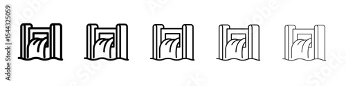 Hydroelectric dam icon black and white vector sign