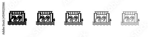 Hydroelectric dam icon black and white vector sign