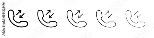 incoming outgoing calls icon black and white vector sign