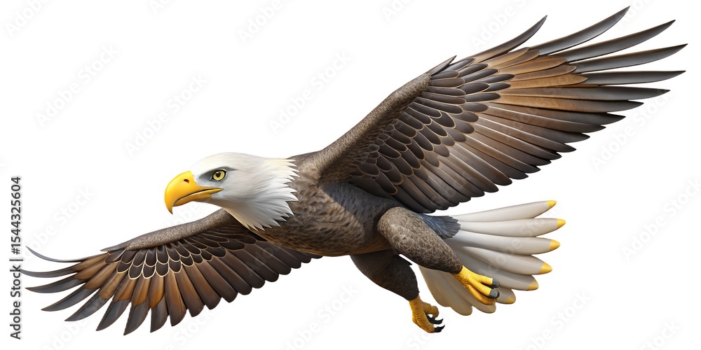 Obraz premium A flying bald eagle in flight