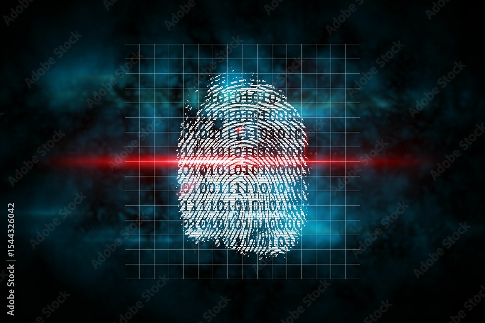 Naklejka premium Digital security finger scan
