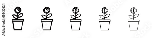 Investment tree icon black and white vector sign