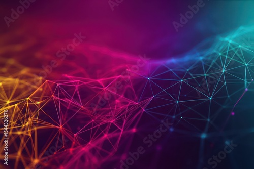 Digital polygons connected in a futuristic design with a vibrant gradient color scheme.