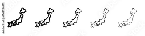 Japan map icon black and white vector sign