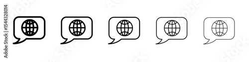 Language icon black and white vector sign