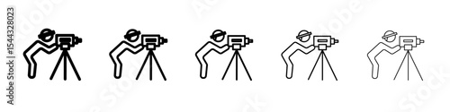 land surveyor icon black and white vector sign