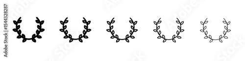 laurel wreath icon black and white vector sign
