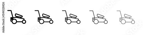 Lawn mower icon black and white vector sign