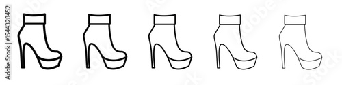 leather shoes heel icon black and white vector sign