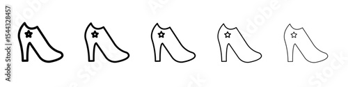 leather shoes heel icon black and white vector sign
