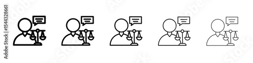 Legal advice icon black and white vector sign