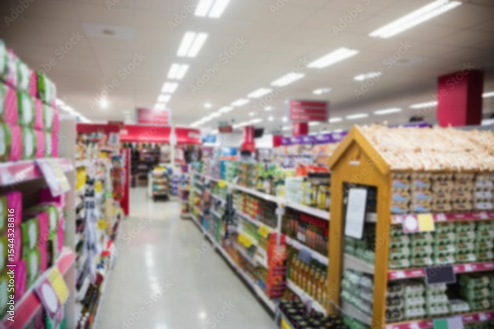 Products kept on shelves amidst aile Products kept on shelves amidst aile