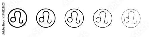Leo zodiac sign icon black and white vector sign