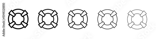 Life buoy icon black and white vector sign