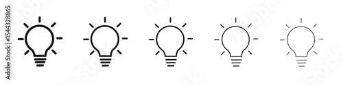 Light bulb icon black and white vector sign